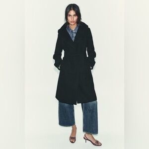 NWT Zara Super Soft Hooded Fitted Belted Coat
